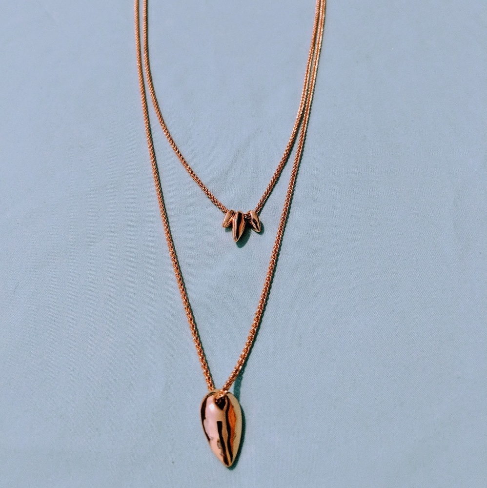 Long rose gold color lucky brand necklace